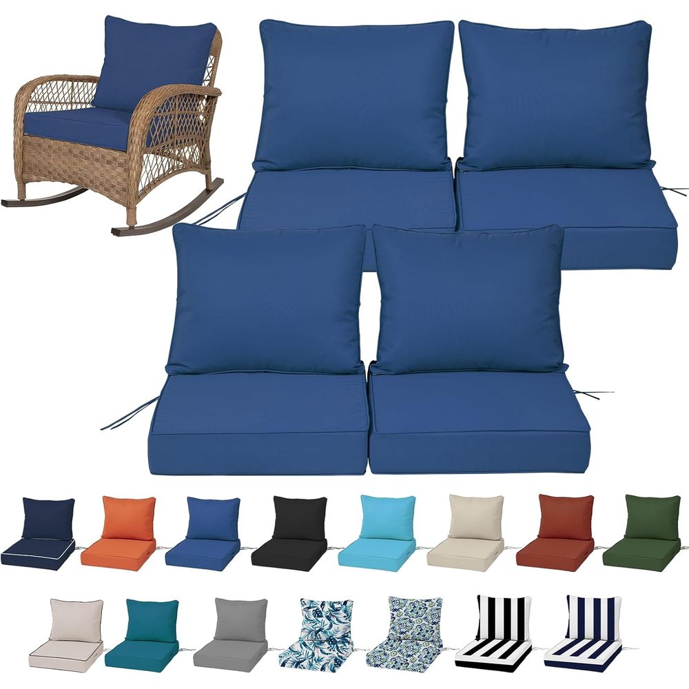 Outdoor Furniture Waterproof - 24x24 Outdoor-Tiefsitzkissen-Set (4 Stück), Ersatz-Schaumstoffkissen für