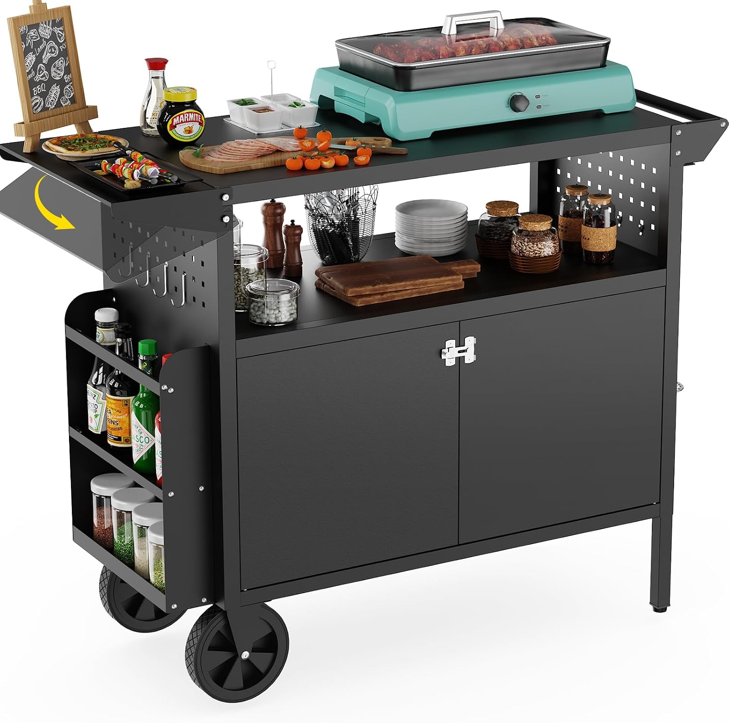 Outdoor Furniture Philippines - Outdoor-Grillwagen mit Stauraum, Kücheninsel mit Rädern,