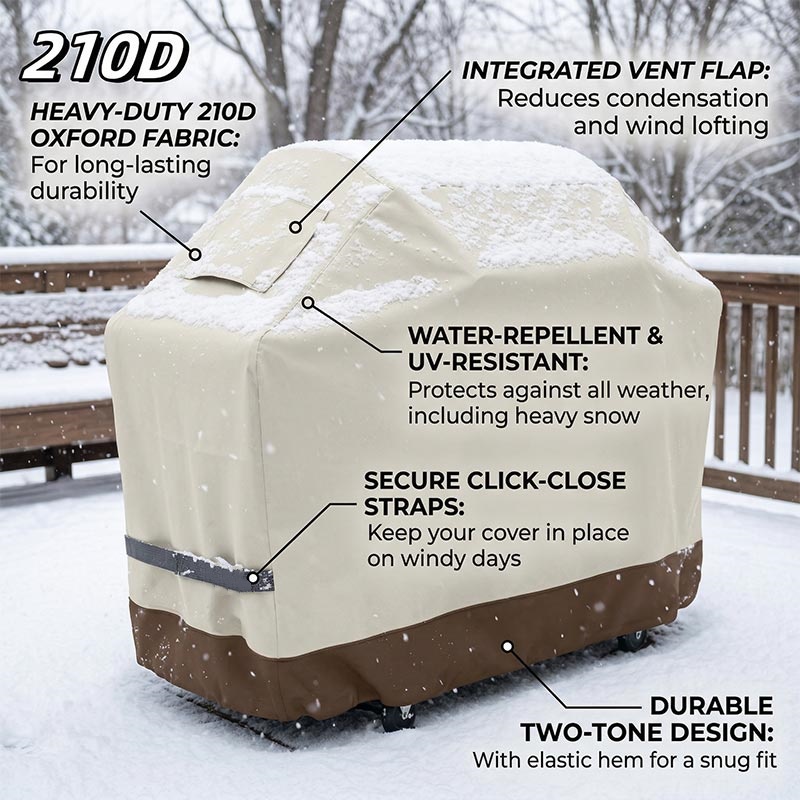 Outdoor Furniture Weatherproof - 210D BBQ Beige Grillabdeckung für Gasgrills