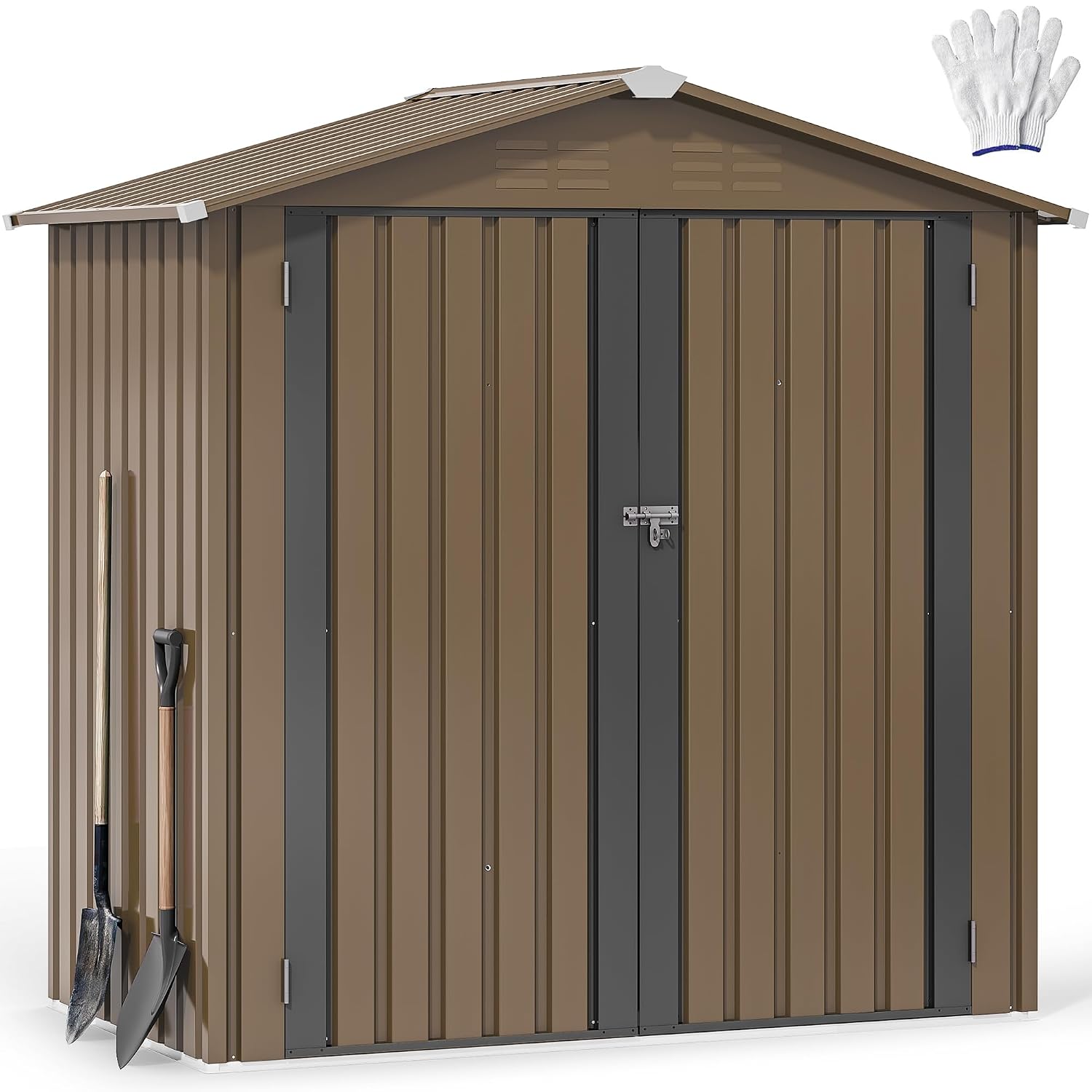 Outdoor Furniture Waterproof - 6x4ft Metall-Gartenhaus, wasserdichter Geräteschuppen, robuste Aufbewahrungseinheit