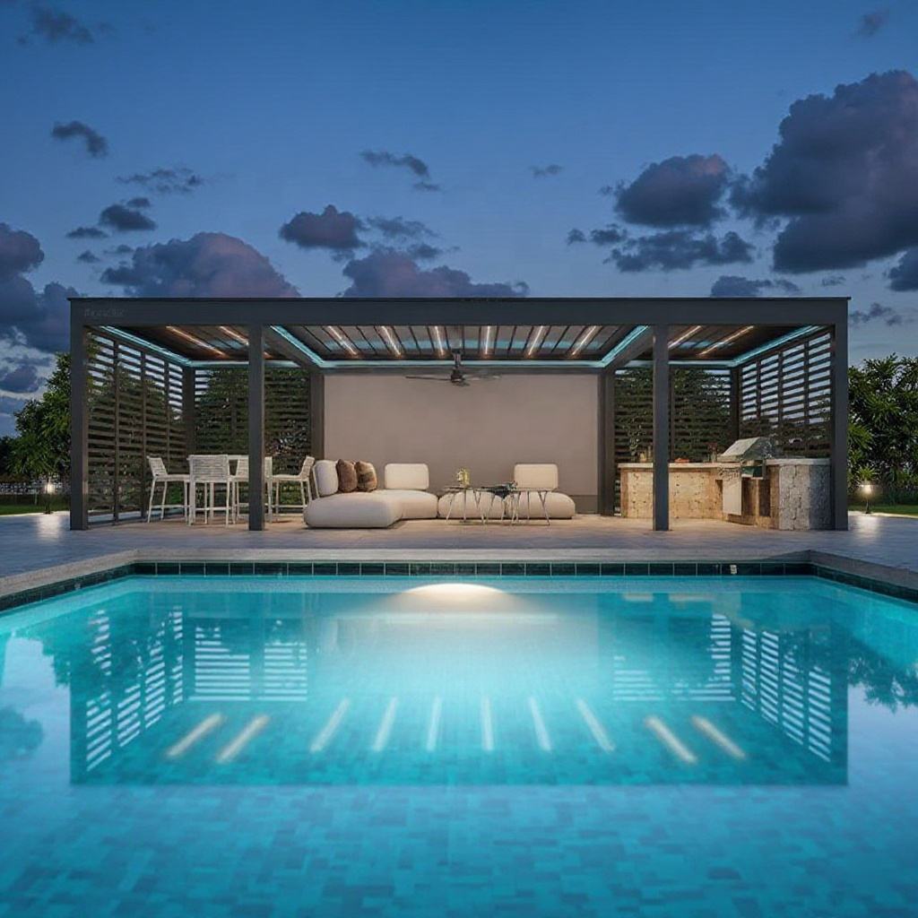 Outdoor Furniture Aluminium - Verschiedene Größen Aluminium-Legierung Rechteckige Pergola Freizeit-Schwimmbad