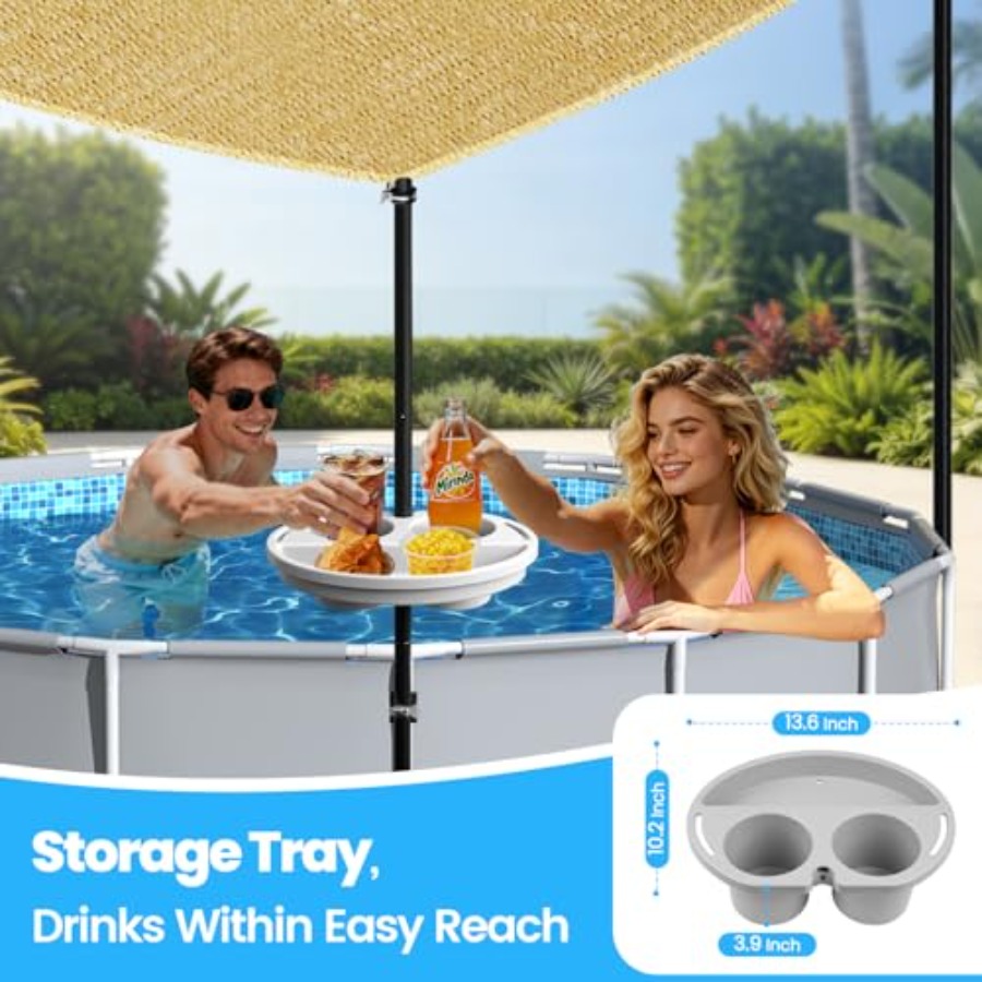 Sun Sail Shade - Outdoor-Sonnenschutz-Überdachung mit Stangen für Terrasse, Garten,