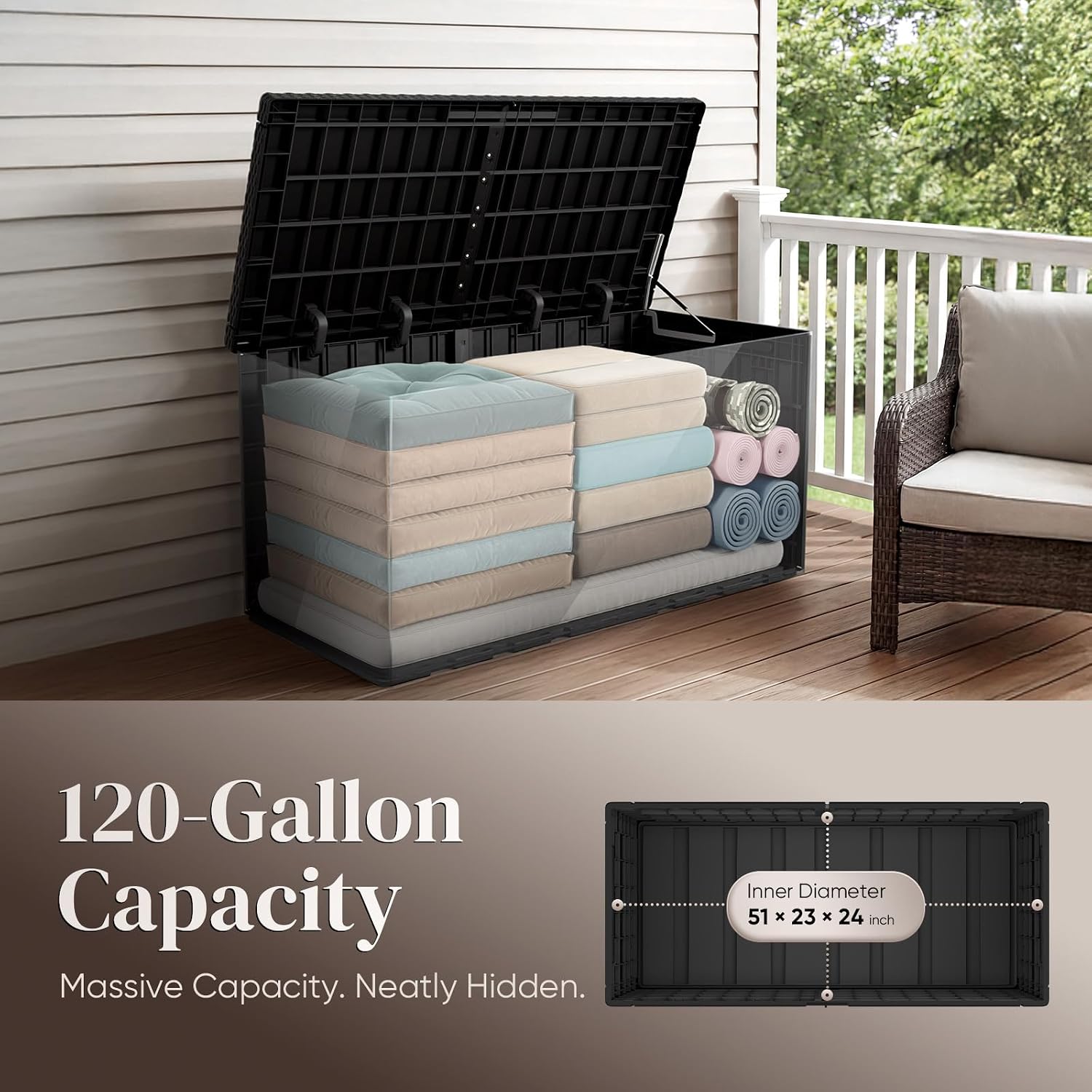 120 Gallonen Große Outdoor-Auf – Outdoor Furniture Weatherproof Bewertung und Preis