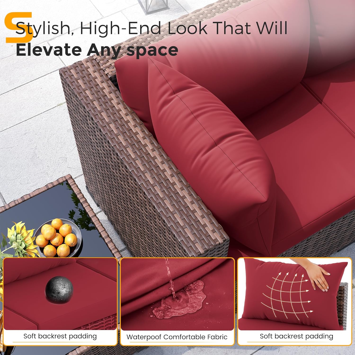 8-teiliges Allwetter-Rattan-So – Outdoor Furniture Set With Fire Pit Bewertung und Preis