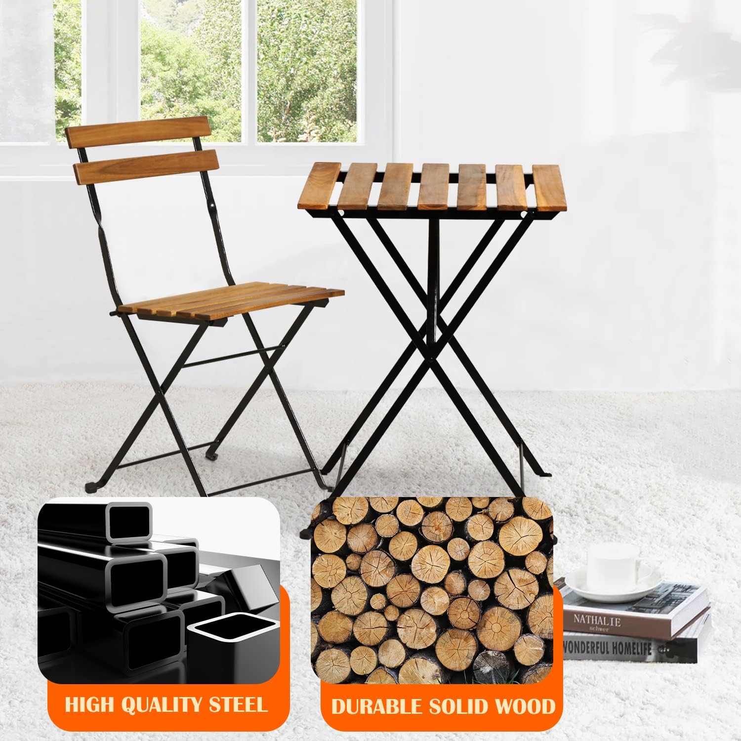 3-teiliges klappbares Bistro-S – Outdoor Furniture Wood Bewertung und Preis