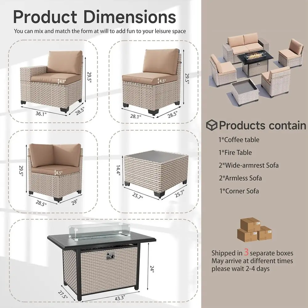 7-teiliges Outdoor-Terrassenmö – Outdoor Furniture Set With Fire Pit Bewertung und Preis