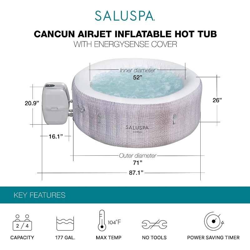 Bestway SaluSpa Cancun 2-4 Per – Inflatable Hot Tub Bewertung und Preis