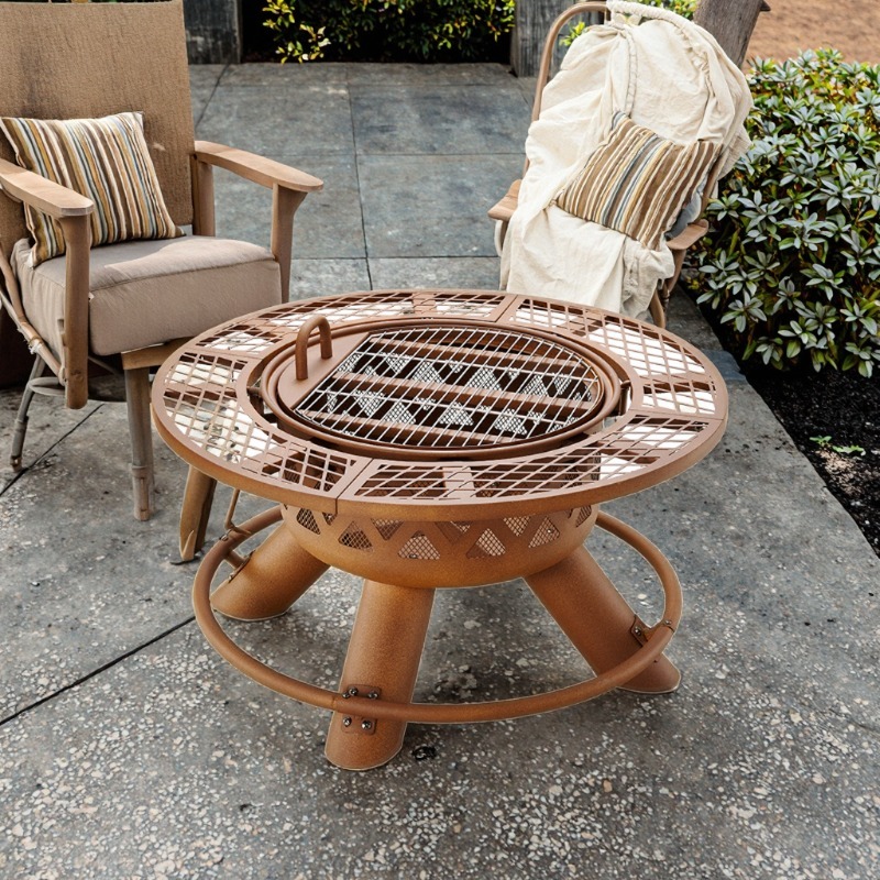 2026 Moderner Outdoor-Stahlgri – Outdoor Furniture Set With Fire Pit Bewertung und Preis
