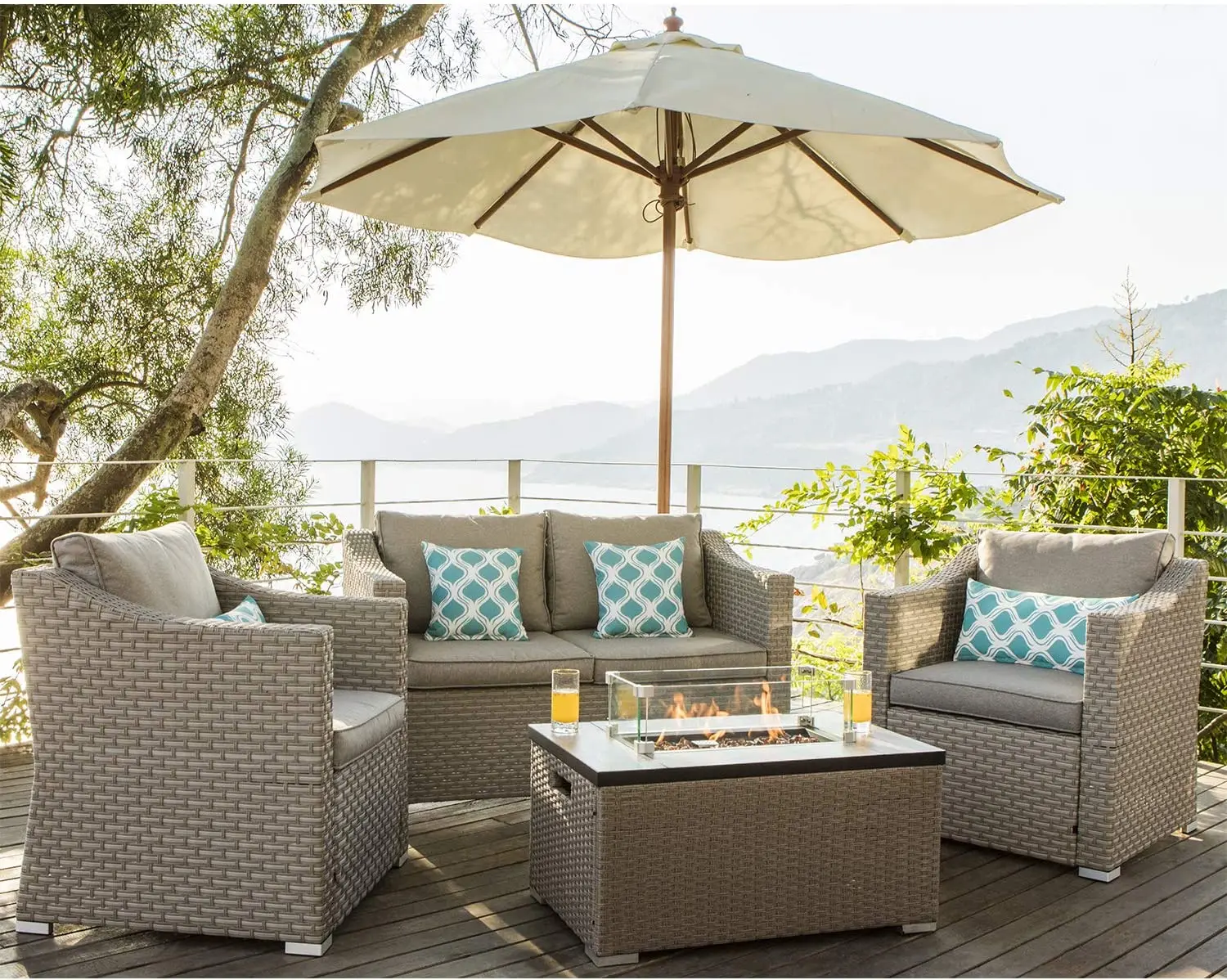 -Ganzmöbel 5-teiliges Sofa aus – Outdoor Furniture Set With Fire Pit Bewertung und Preis