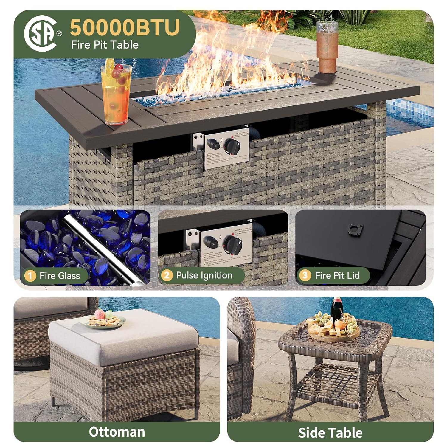 7-teiliges Gartenmöbel-Set aus – Outdoor Furniture Set With Fire Pit Bewertung und Preis