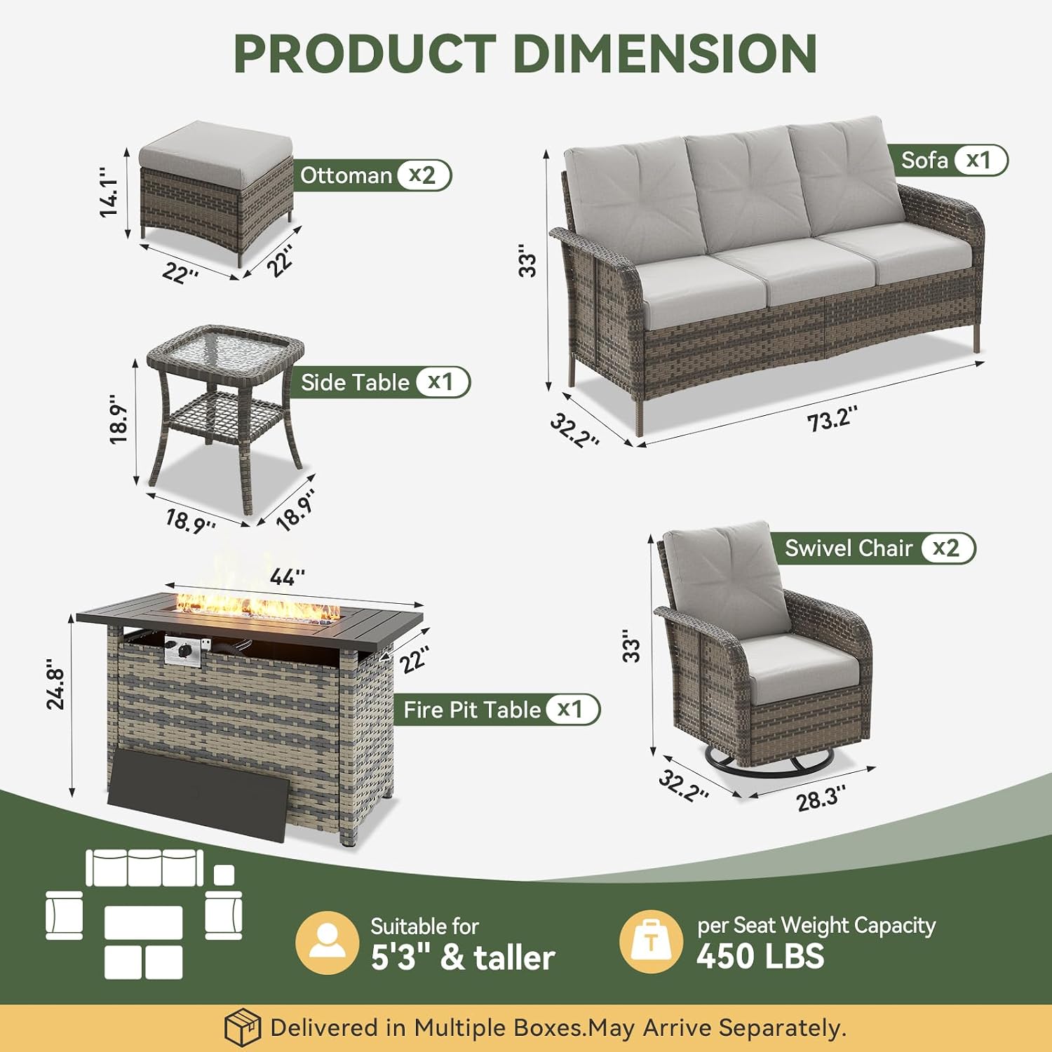 7-teiliges Gartenmöbel-Set aus – Outdoor Furniture Set With Fire Pit Bewertung und Preis