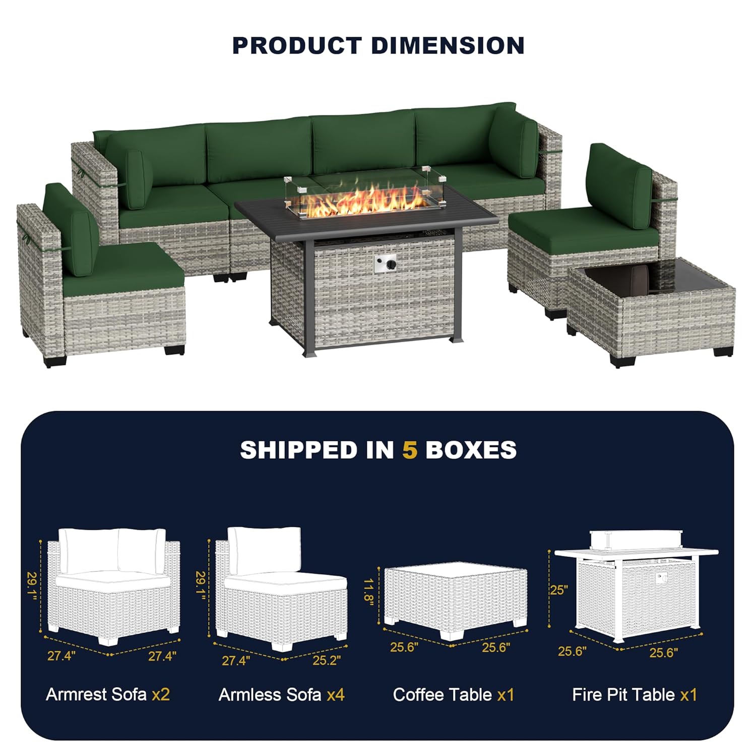 8-teiliges Outdoor-Gartenmöbel – Outdoor Furniture Set With Fire Pit Bewertung und Preis