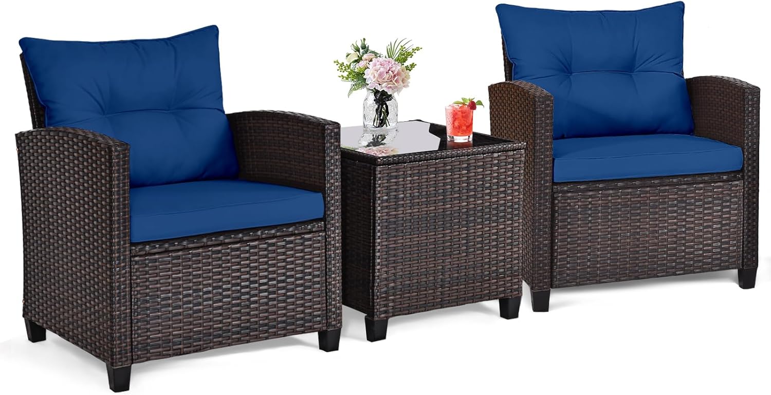 Marineblaues 3-teiliges Bistro – Outdoor Furniture Weatherproof Bewertung und Preis